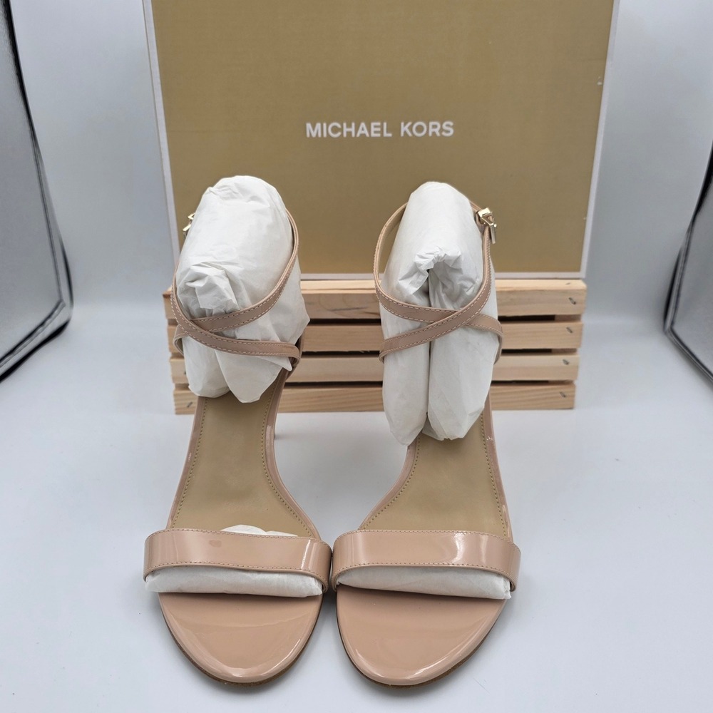 Michael‎ Kors Ava Patent Leather Crisscross Ankle Strap Stiletto Sandals 10M - Picture 2 of 8